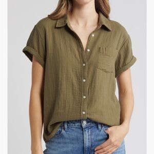Caslon Cotton Gauze Camp Shirt